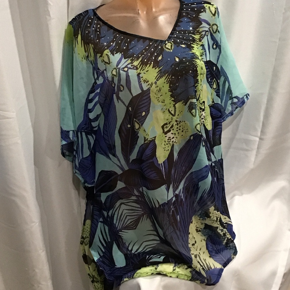 Floral Print Women's Top ( swim cover up) Tunic